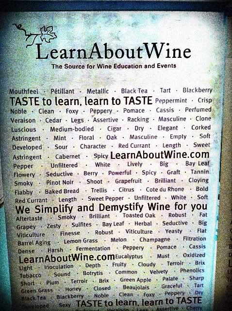 Learn About Wine signage