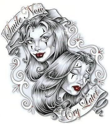 Nothing to lose tattooed around his gun wounds Laugh now cry later 